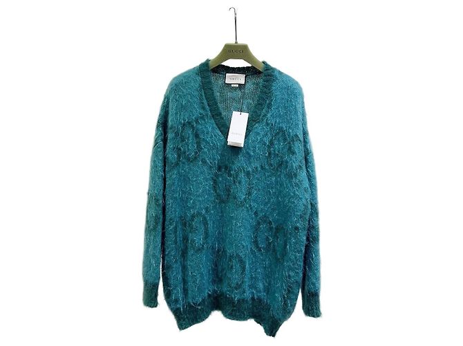 Gucci Strickpullover aus Wolle Grün Mehrfarben