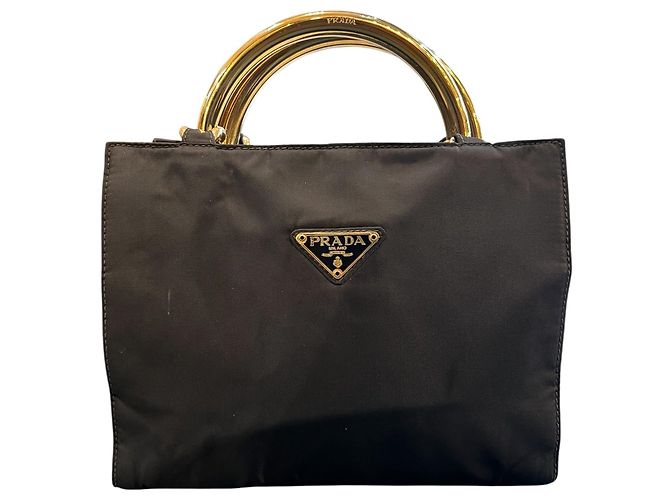 Prada Tessuto Metal Handle Bag