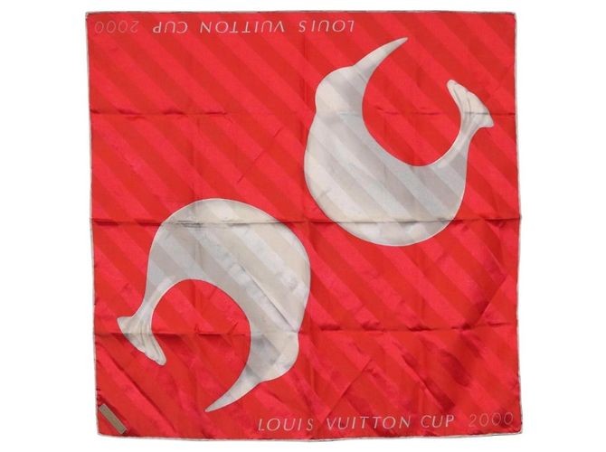 LOUIS VUITTON LV Cup 2000 Scarf Silk Red LV