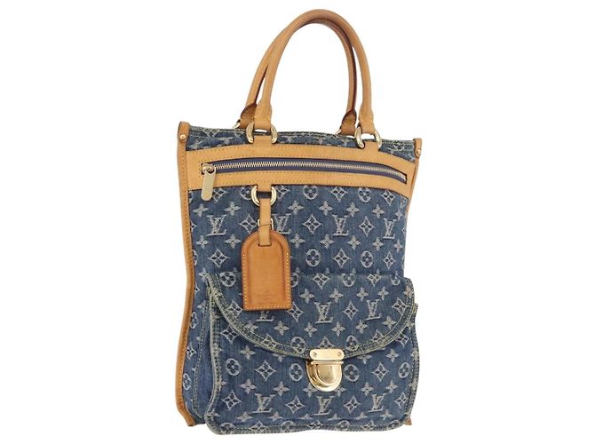 LOUIS VUITTON Saco Tote Shopper Plano em Denim Monogram Azul M95018 LV