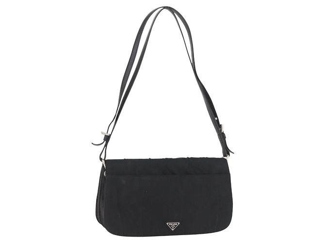PRADA Shoulder Bag Nylon Black Silver