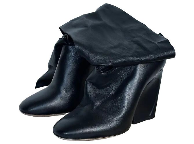 Dior Black Leather Fold-Over Boots