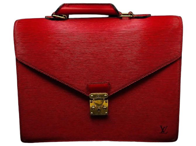 Louis Vuitton Epi Leder Aktentasche Rot