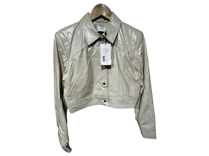 Iro Devta Beige Lamb Leather Cropped Jacket
