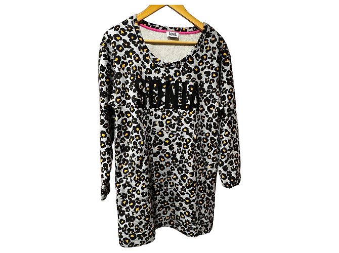 Sonia Rykiel Felpa leopardata grigia e gialla Nero Grigio Giallo