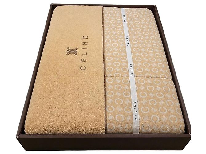 Céline Monogram Beige Cotton Towel Set