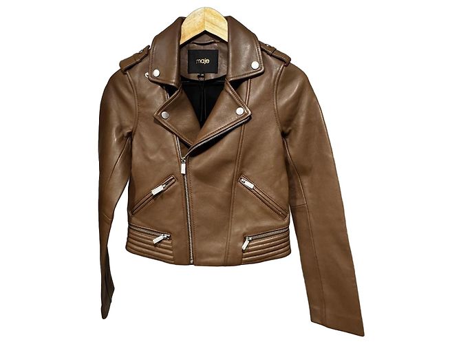 Maje brown leather jacket