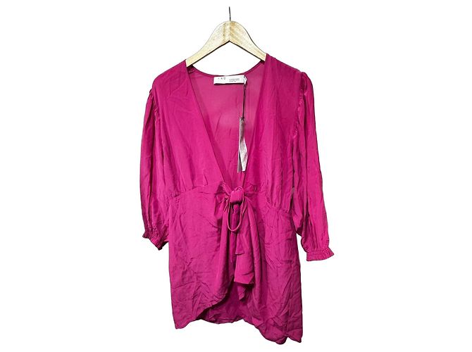 Iro Fuchsia pink short silk dress