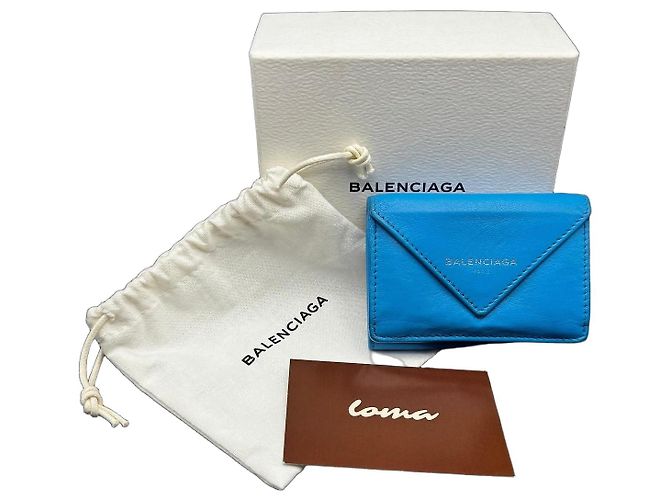 Balenciaga blue leather wallet