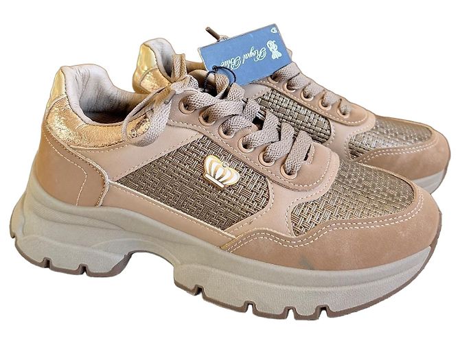 Autre Marque Royal Blue Sneakers Beige e Oro D'oro