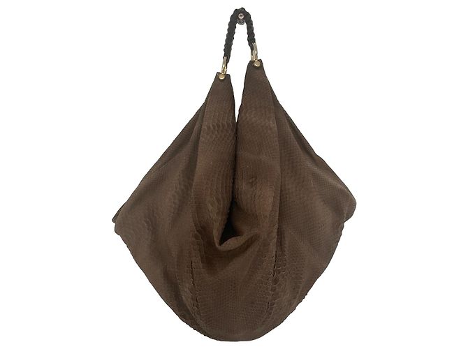 Autre Marque Nada Sawaya New York Python-Schultertasche Braun