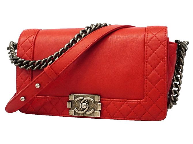 Bolso de Hombro Chanel Boy Chain Roja