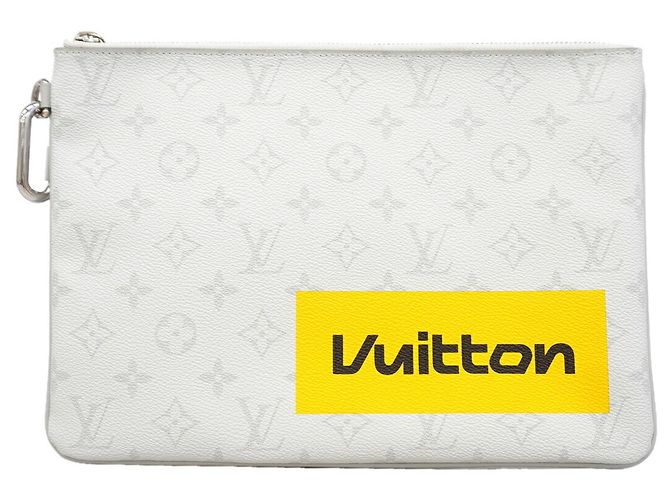 Pochette zippée Louis Vuitton Monogram Story Marron Jaune