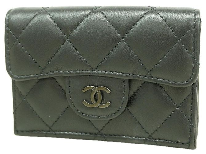 Chanel Tri-fold Wallet in Black Lambskin