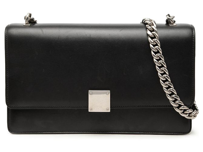 16 Céline Celine Black Small Leather Case Chain Flap Noir