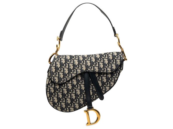 Borsa Saddle Dior in tela Oblique blu