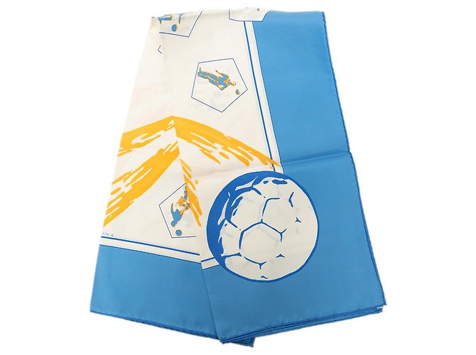 Hermès White Vive Les Champions Seidentuch 90 Weiß