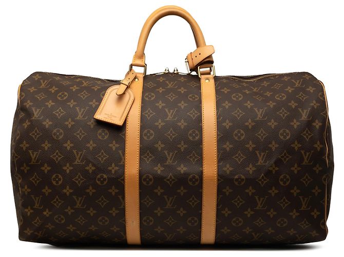 Louis Vuitton Brown Monogram Keepall 55 Marrom
