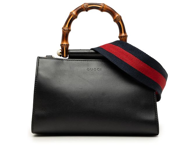 Gucci Mini Nappa Bamboo Web Nymphaea Top Handle Bag schwarz