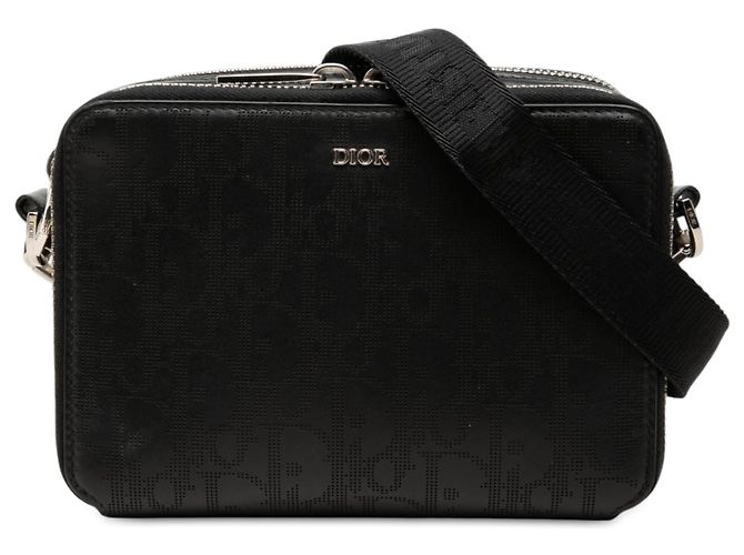 Bolsa Galaxy Dior em pele de vitelo perfurada Black Oblique com alça Preto