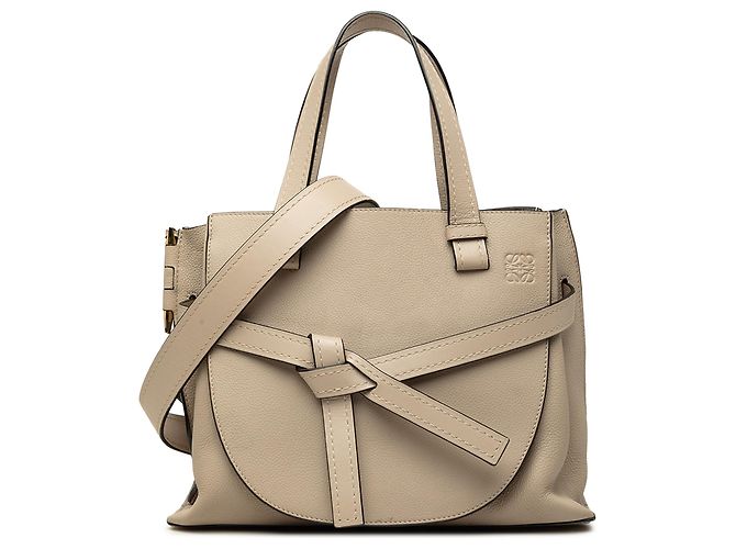 LOEWE Gate Small Lederhandtasche in Beige mit oberem Griff