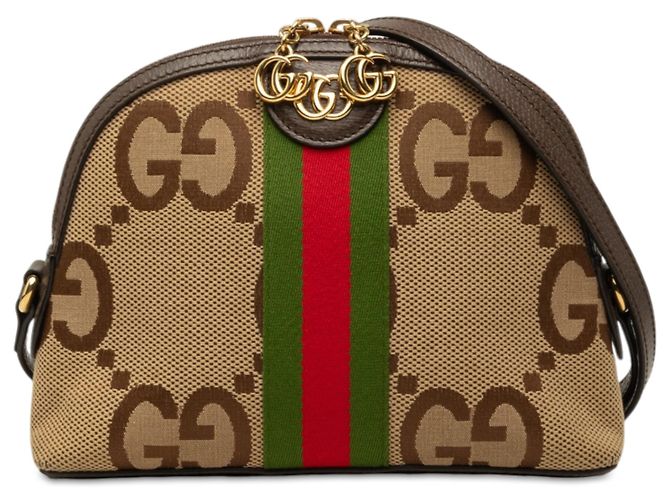 Borsa a tracolla Gucci Ophidia Dome Small Jumbo GG Canvas Web Beige