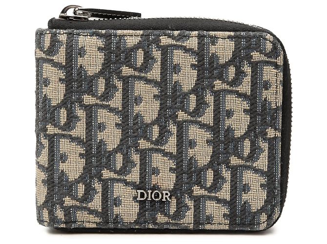 Cartera con cremallera Dior Blue Oblique Canvas Azul Azul marino