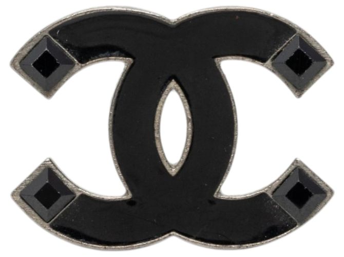 Chanel CC Brosche aus schwarzem Emaille und Messing