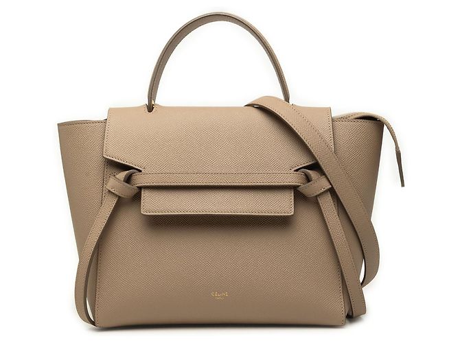 Belt Bag Céline Bolso cinturón Celine de piel de becerro micrograneada marrón Castaño Gris pardo