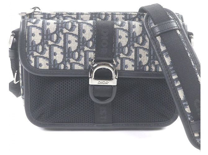 Borsa a tracolla Dior 8 Mini Oblique Canvas e Mesh blu Dior Blu navy