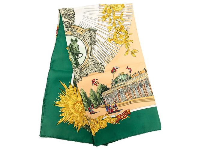 Lenço de seda Hermès Green Sanssoucy 90 Verde