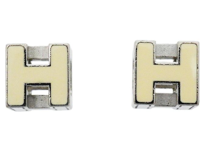 Hermès Orecchini Hermes H-Cube Argento Crudo
