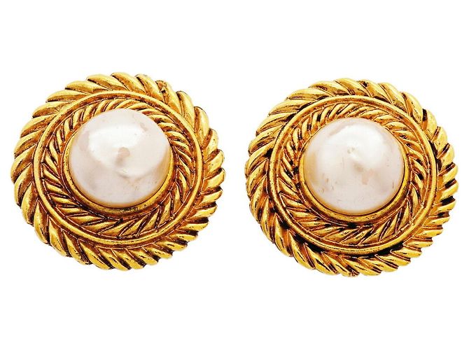 Orecchini a cerchio placcati oro Chanel D'oro