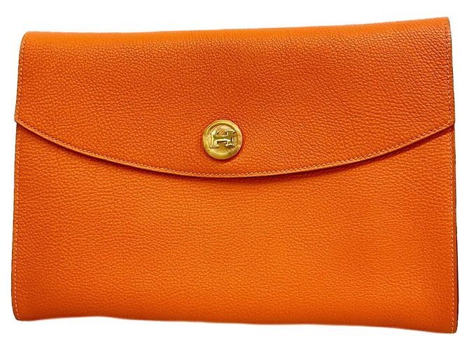 Hermès Hermes Pochette Rio Clutch Bag Orange