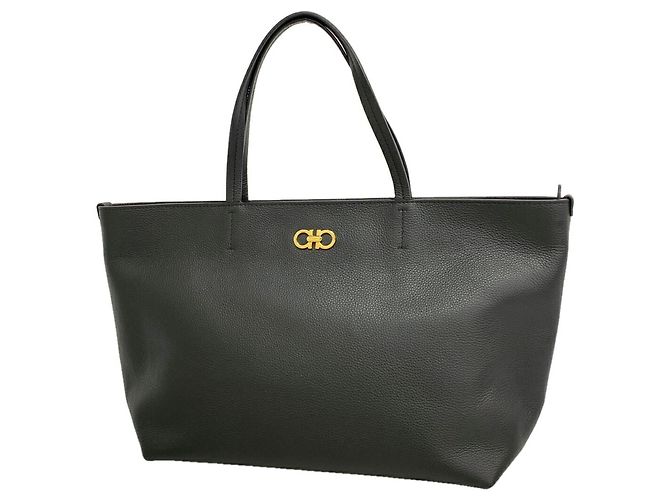 Salvatore Ferragamo Gancini Ledertote Schwarz