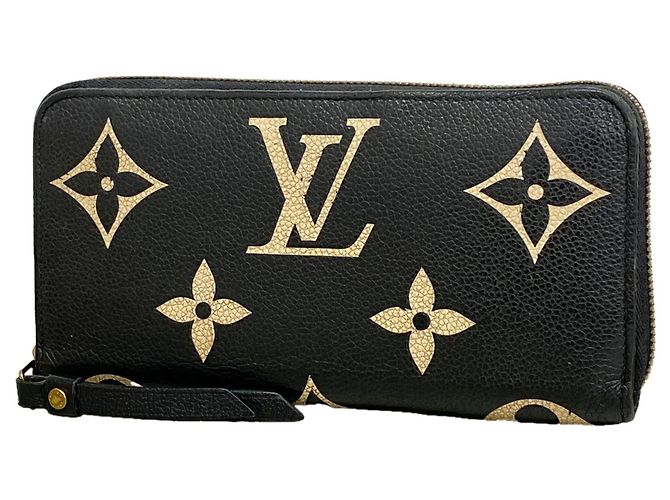 Louis Vuitton Monogram Empreinte Bicolor Zippy Wallet Black Beige