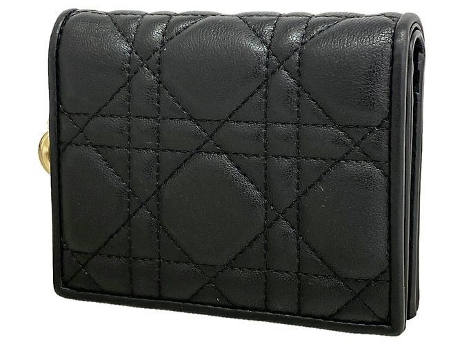 Christian Dior Cannage Ledergeldbörse Schwarz