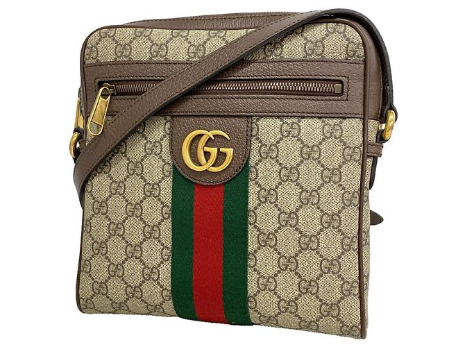 Borsa a tracolla Gucci Ophidia 547926 Marrone Beige