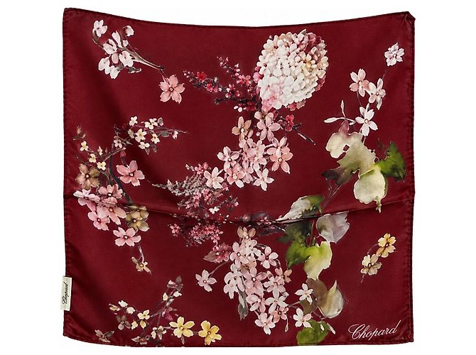 Lenço de seda Chopard com estampado floral Rosa Branco Vermelho Amarelo