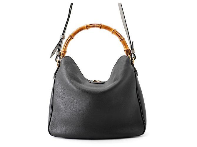 Bolsa de mão Gucci Diana Bamboo Medium em couro de bezerro Marrom Preto