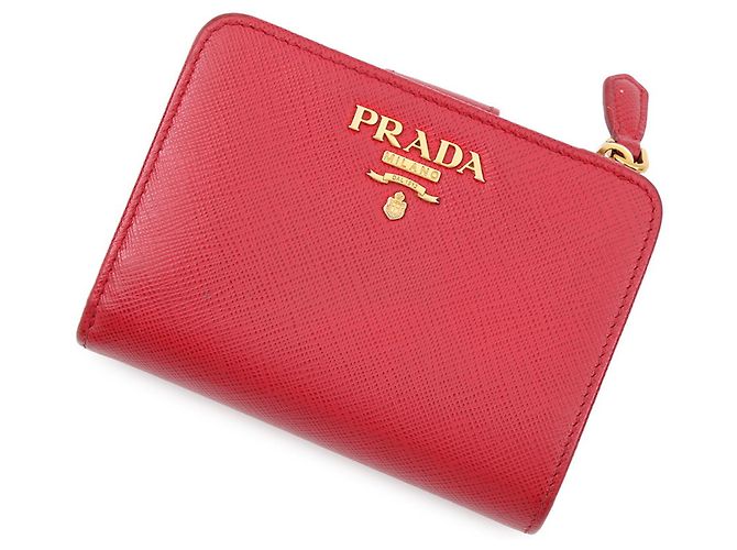 Prada Bi-Fold Wallet in Red Leather