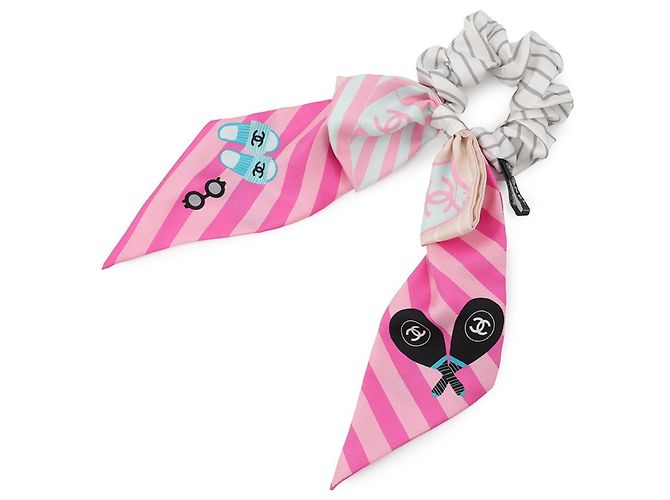 Scrunchie Chanel Grigio e Rosa Marrone