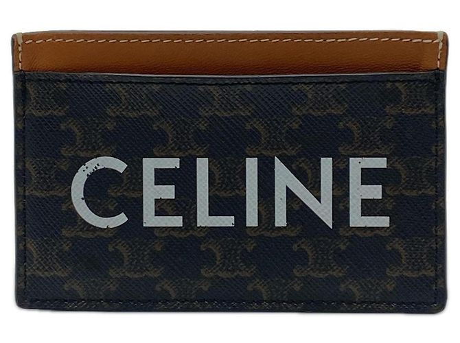 Céline Celine Triomphe Canvas Logo Card Case Brown