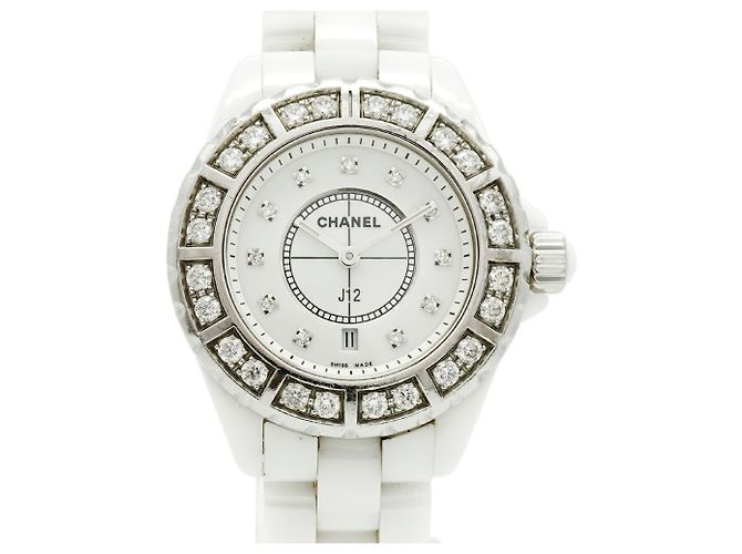 Orologio da donna Chanel J12 Diamond H2429 Quadrante Bianco