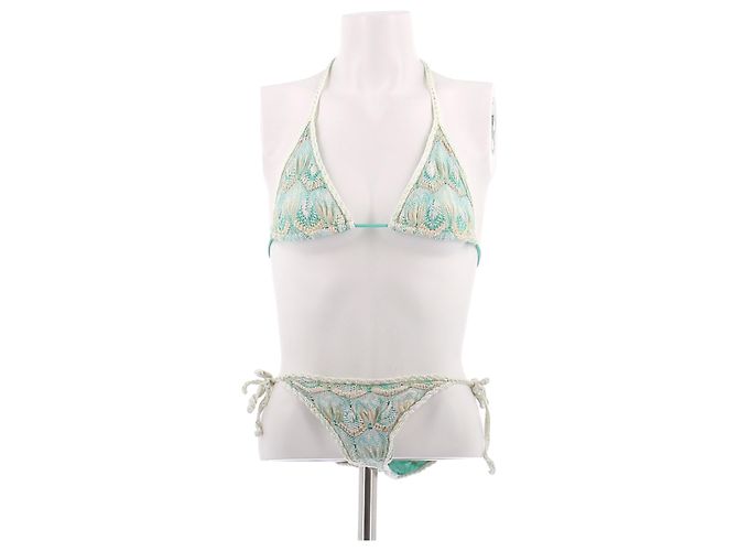 Missoni Bikini blau weiß mit Leinen
