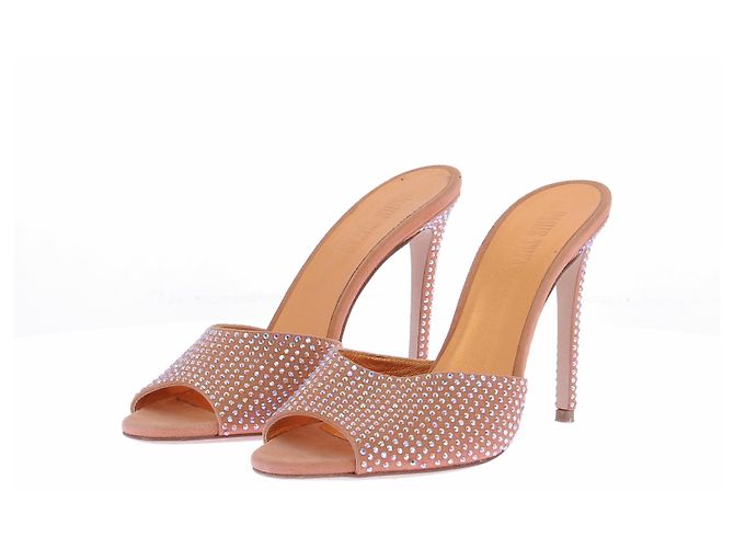 Paris Texas Mules de tacón con strass naranja Beige