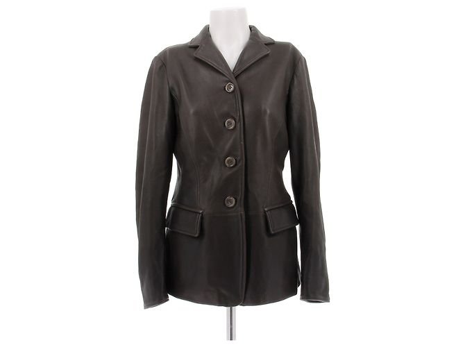 Jil Sander Brown Leather Jacket Size 38