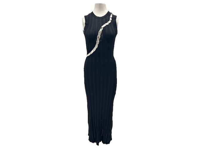 Autre Marque Schwarzes Kleid mit Muschel Blau