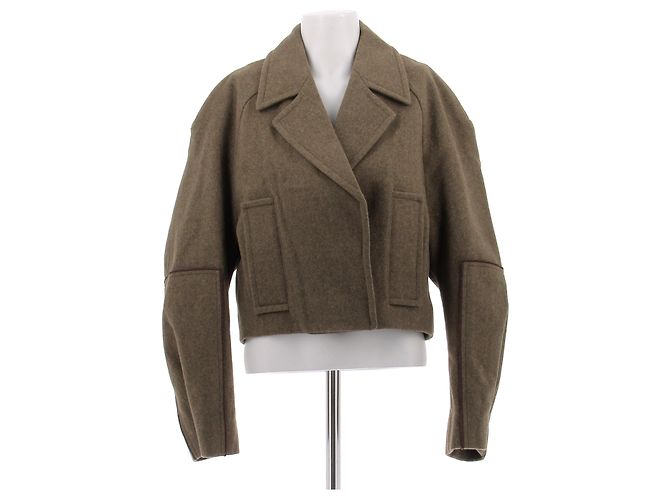 Victoria Beckham Jacke aus Wolle Khaki