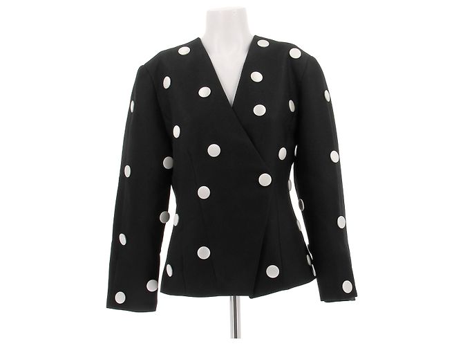 Autre Marque Schwarzer Blazer mit weißen Punkten